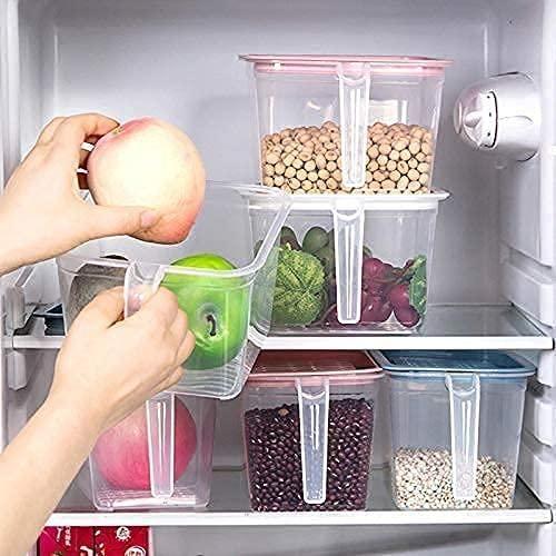 Fridge storage containers - jar Set Plastic Refrigerator Box with Handles 1000 ml (Pack of 6, Blue) - DREAMZCART