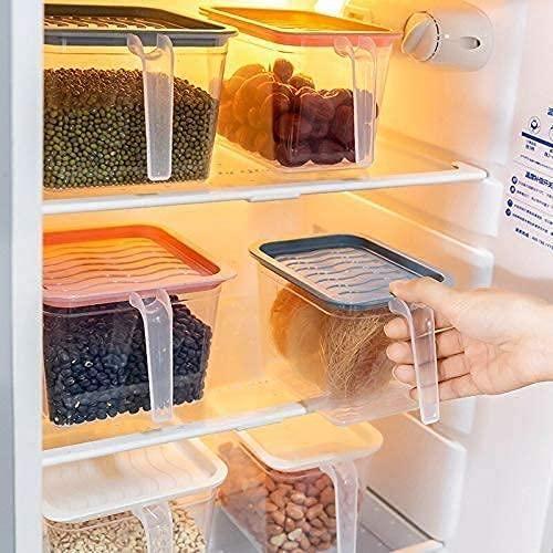Fridge storage containers - jar Set Plastic Refrigerator Box with Handles 1000 ml (Pack of 6, Blue) - DREAMZCART