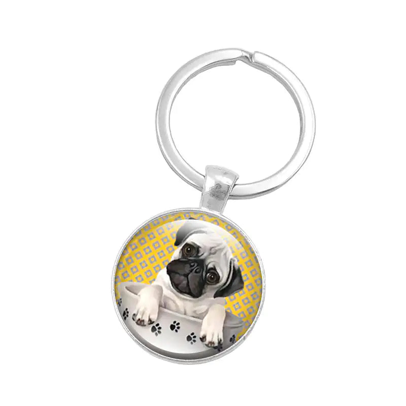 Pug Time Gem Keychain - DREAMZCART