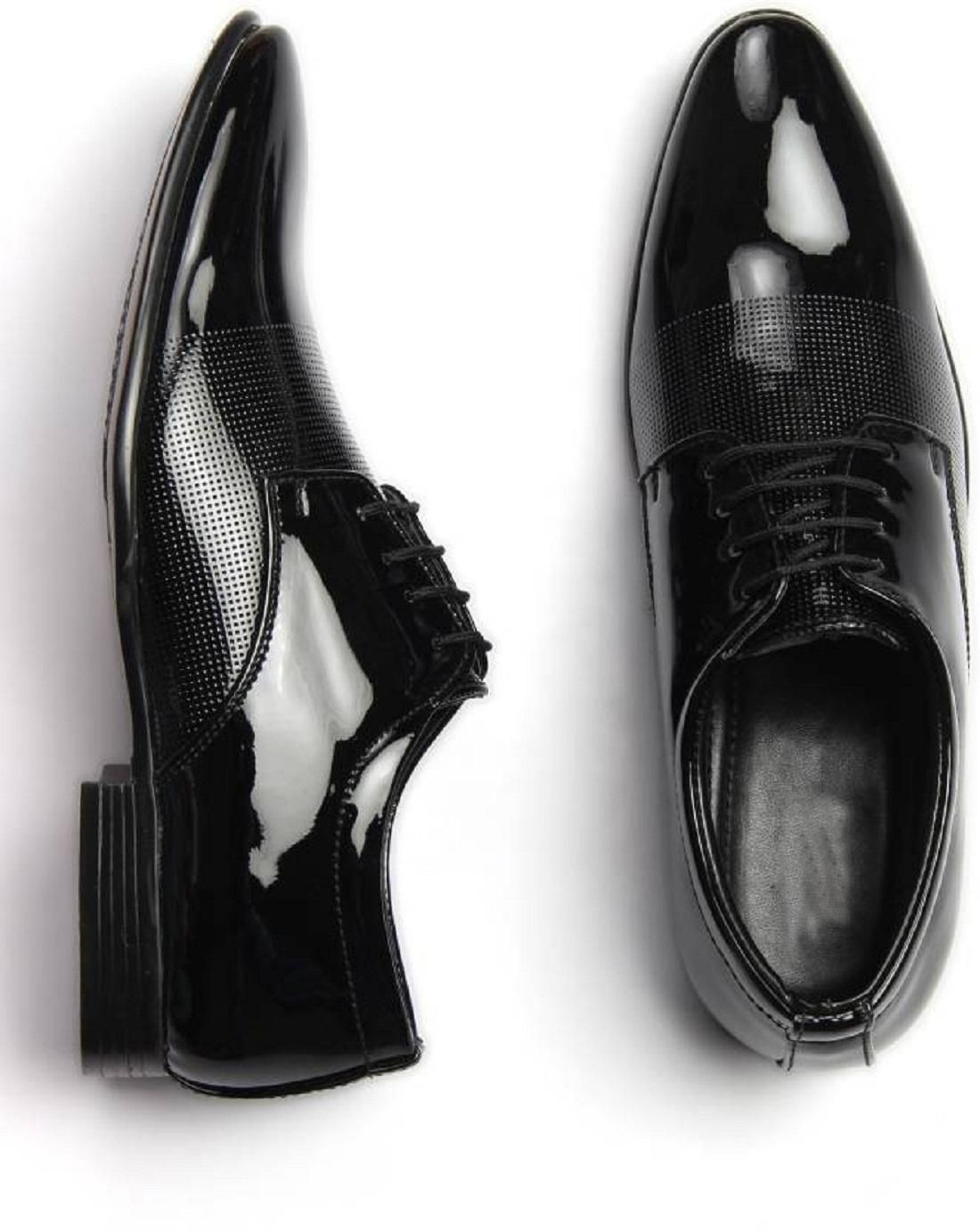 Men's Black Synthetic Leather Formal Shoes - DREAMZCART