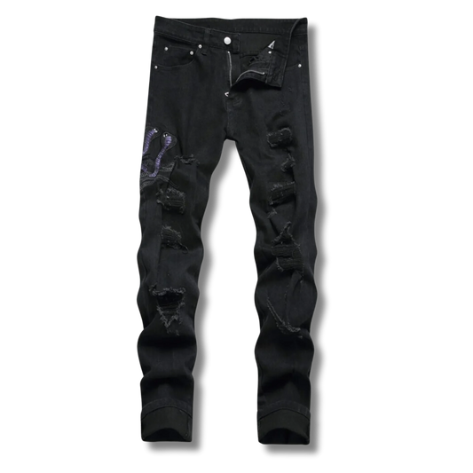 Black Python Jeans - DREAMZCART