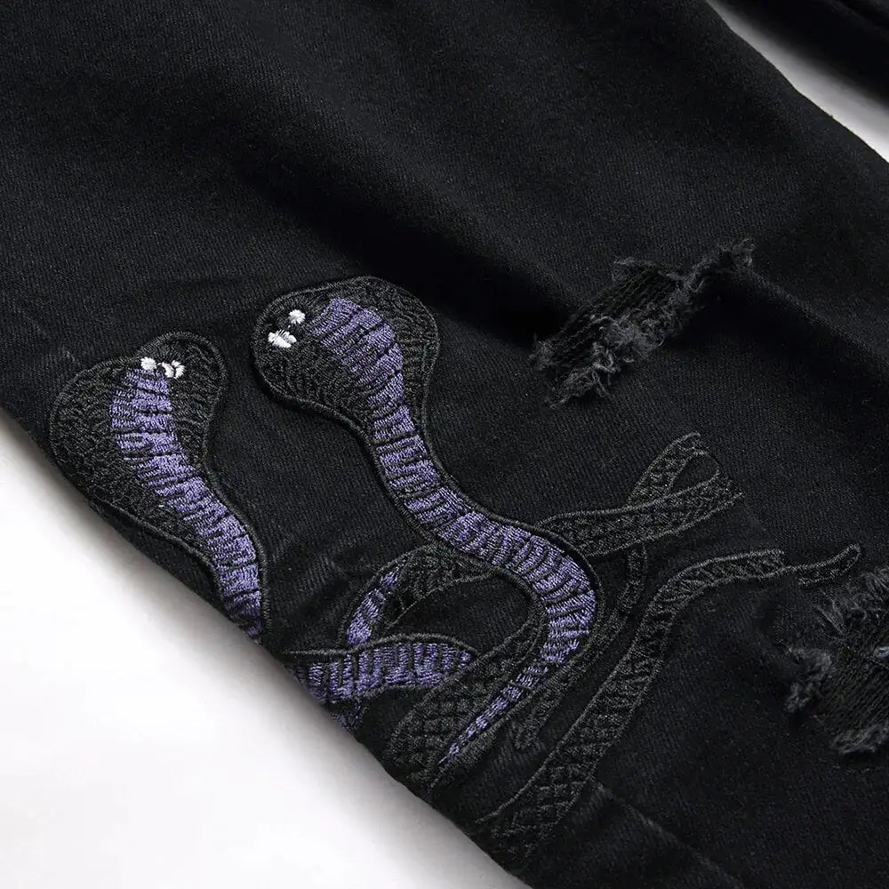 Black Python Jeans - DREAMZCART