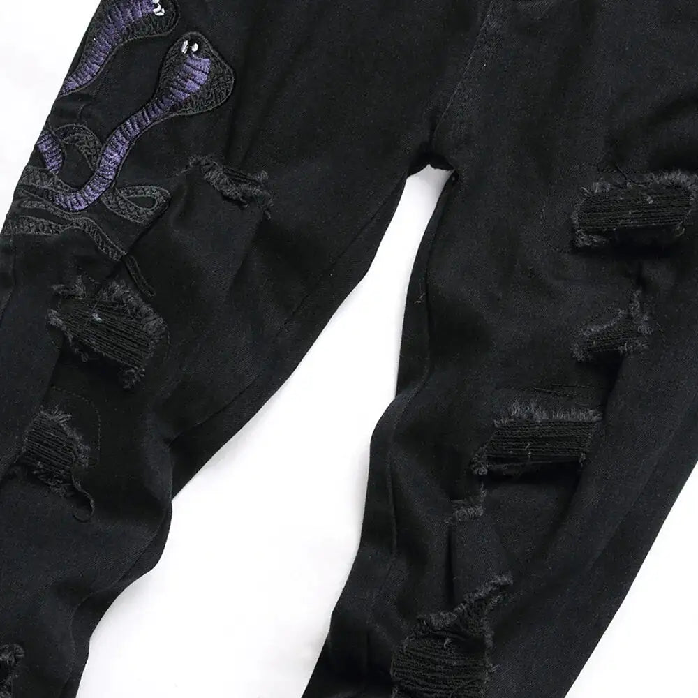 Black Python Jeans - DREAMZCART